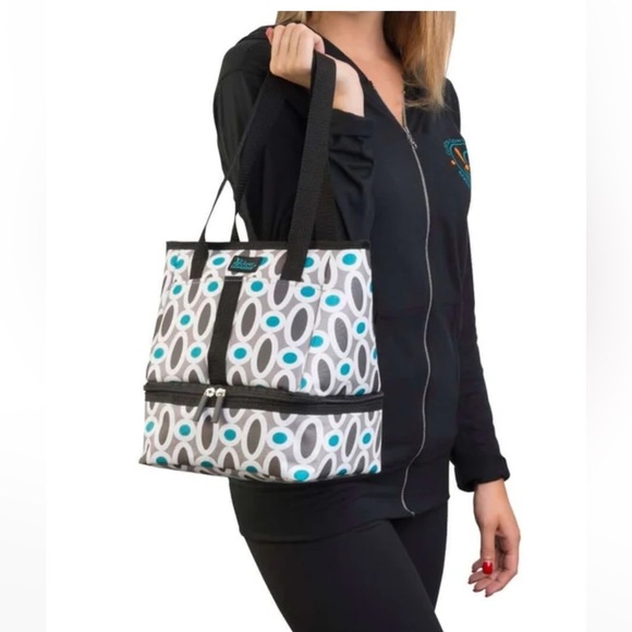 🆕 Insulated Meal Lunch and Snack Bag Tote Two Compartments with Black Handles - Picture 1 of 7